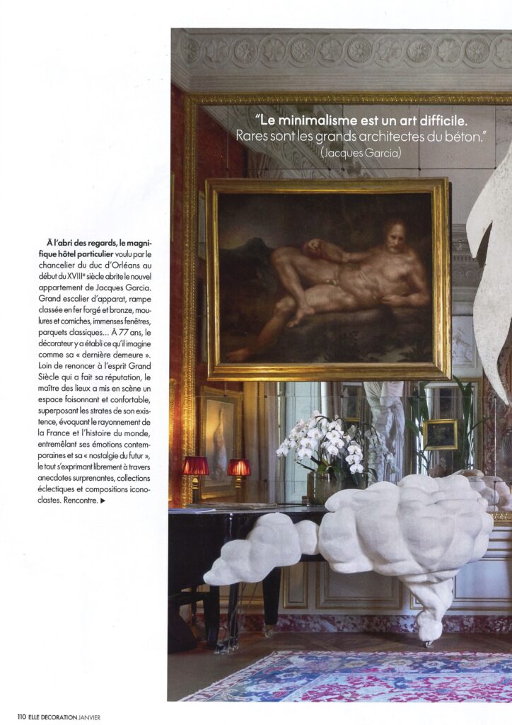 elle decoration janvier 2025 presse maison louis marie vincent piano jacques garcia nuages carton pierre clouds interior desig
